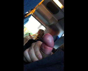 Boy showing manmeat to teenager doll in public bus